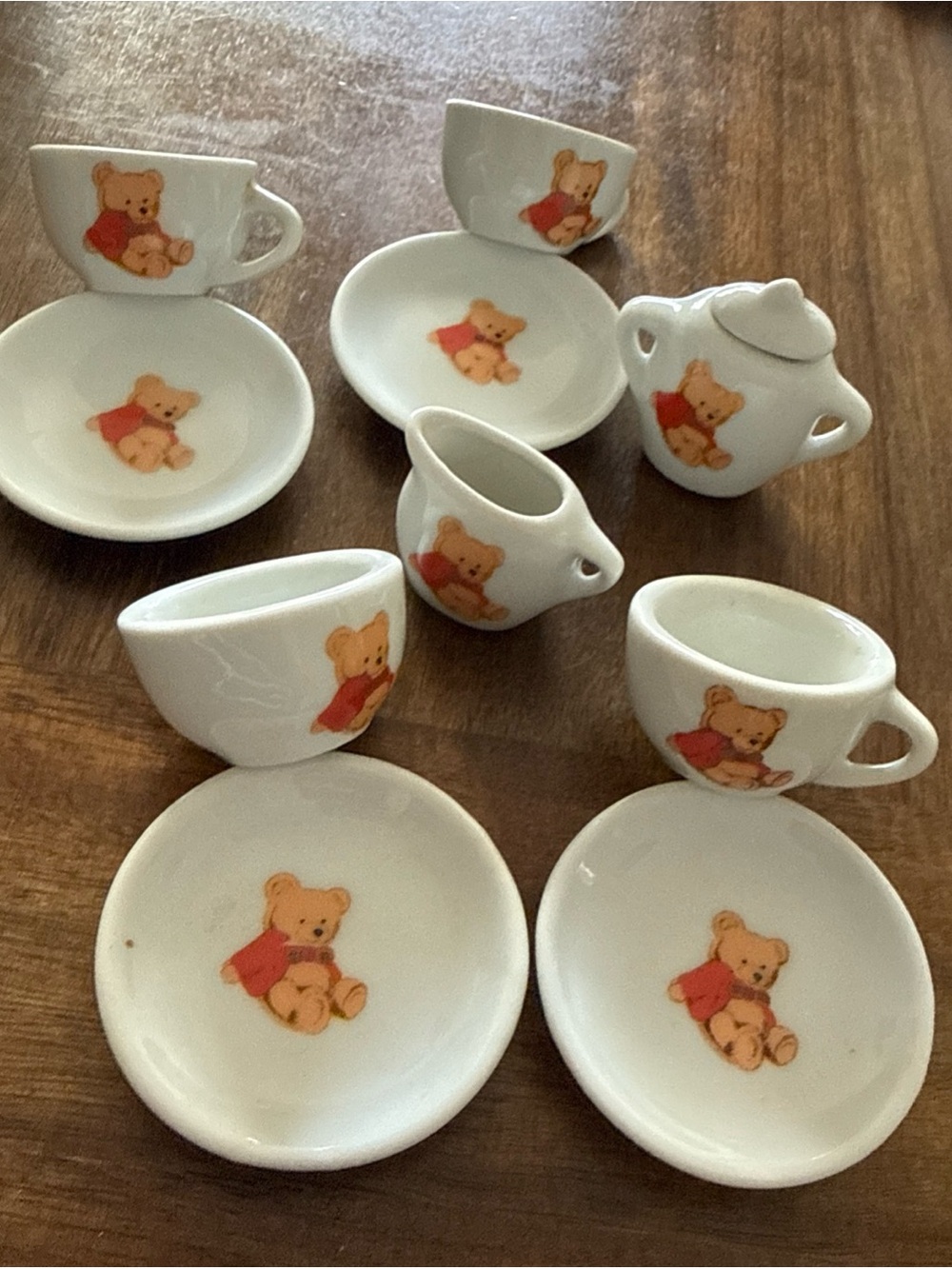 Teddy Bear Miniature Porcelain 11 Piece Tea Set Vintage